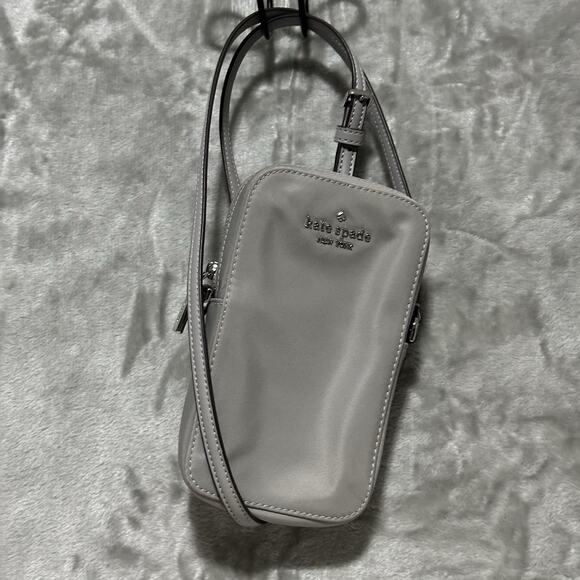 Kate Spade New York Handbags - Kate Spade Kitt North‎ South Crossbody Phone Bag In Nimbus Gray Nylon Jacquard